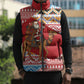 Morocco Christmas Santa Dromedary Camel Sleeveless Puffer Jacket Berber Amazigh Geometric Motifs