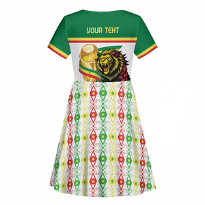 Personalized Senegal WC26 Future Champions Kid Short Sleeve Dress Lions de la Teranga Allez Gainde