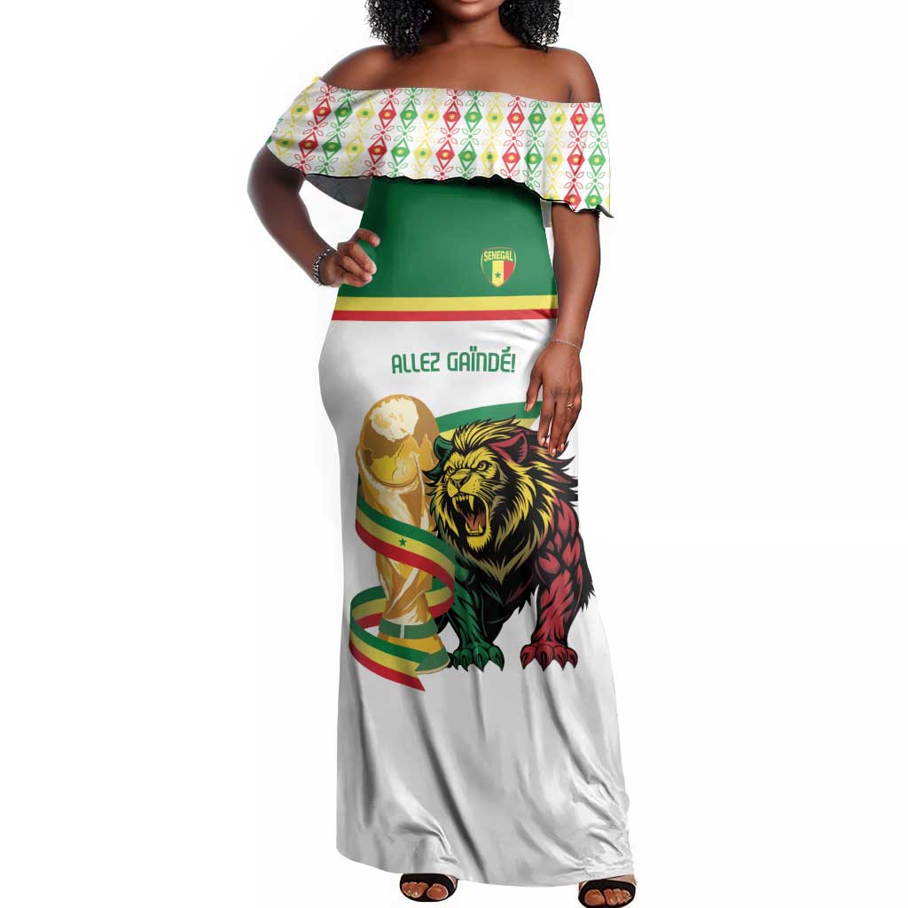 Personalized Senegal WC26 Future Champions Off Shoulder Maxi Dress Lions de la Teranga Allez Gainde
