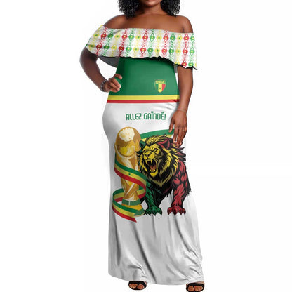 Personalized Senegal WC26 Future Champions Off Shoulder Maxi Dress Lions de la Teranga Allez Gainde