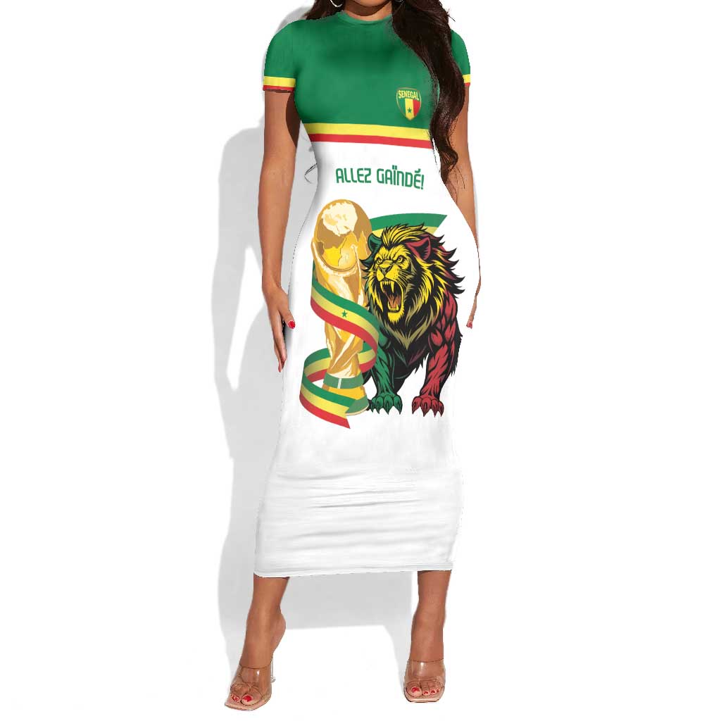 Personalized Senegal WC26 Future Champions Short Sleeve Bodycon Dress Lions de la Teranga Allez Gainde