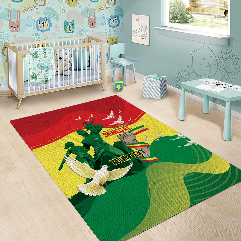 Personalized Senegal Independence Day Area Rug African Renaissance Monument