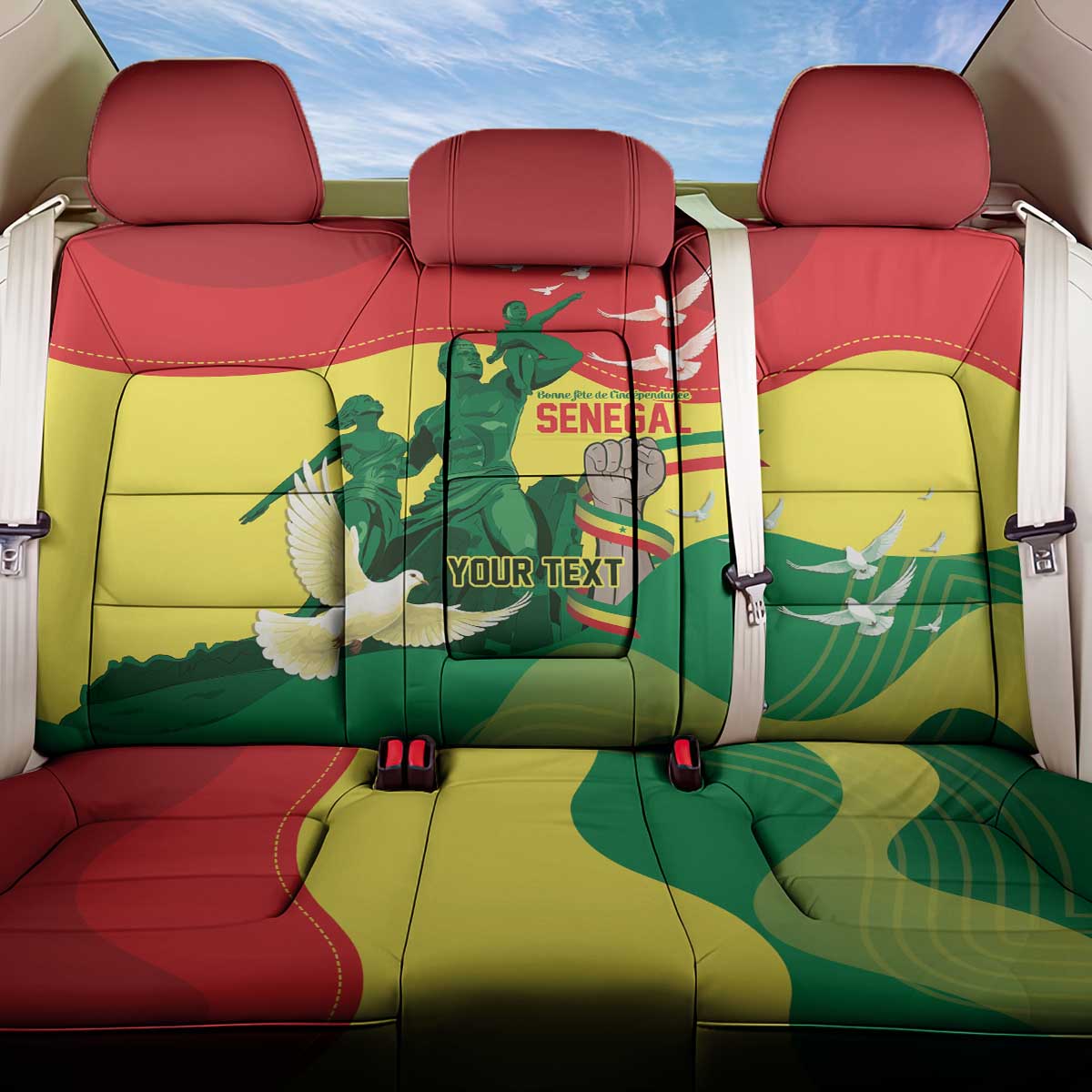 Personalized Senegal Independence Day Back Car Seat Cover African Renaissance Monument