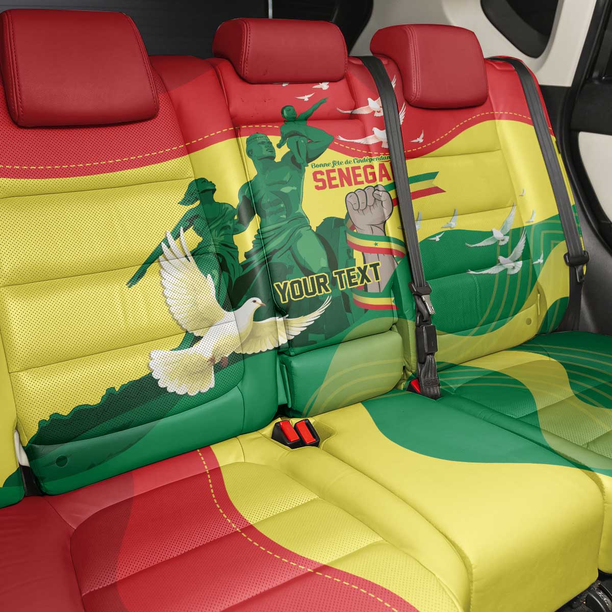 Personalized Senegal Independence Day Back Car Seat Cover African Renaissance Monument