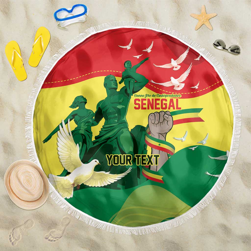 Personalized Senegal Independence Day Beach Blanket African Renaissance Monument