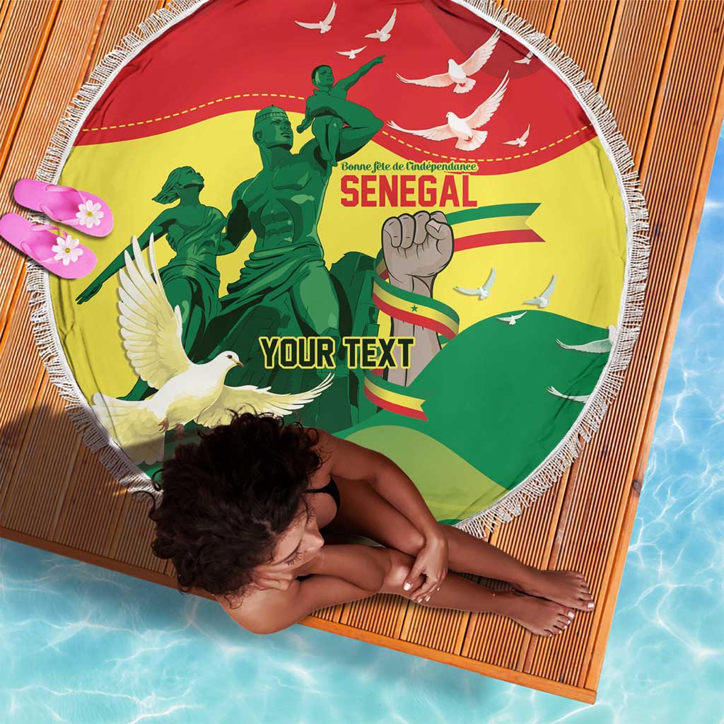 Personalized Senegal Independence Day Beach Blanket African Renaissance Monument