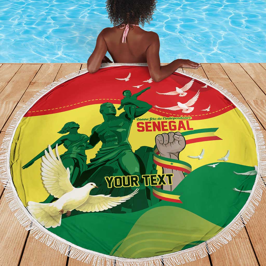 Personalized Senegal Independence Day Beach Blanket African Renaissance Monument