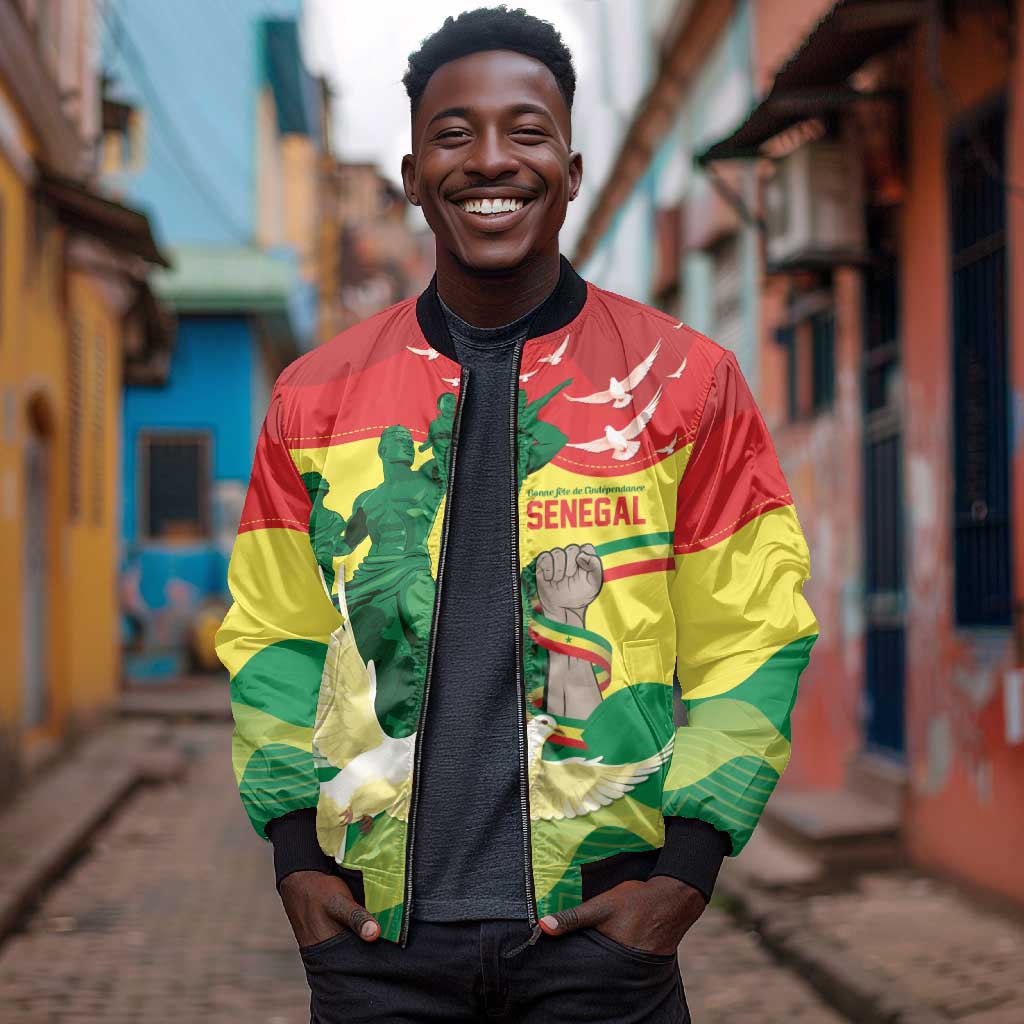Personalized Senegal Independence Day Bomber Jacket African Renaissance Monument