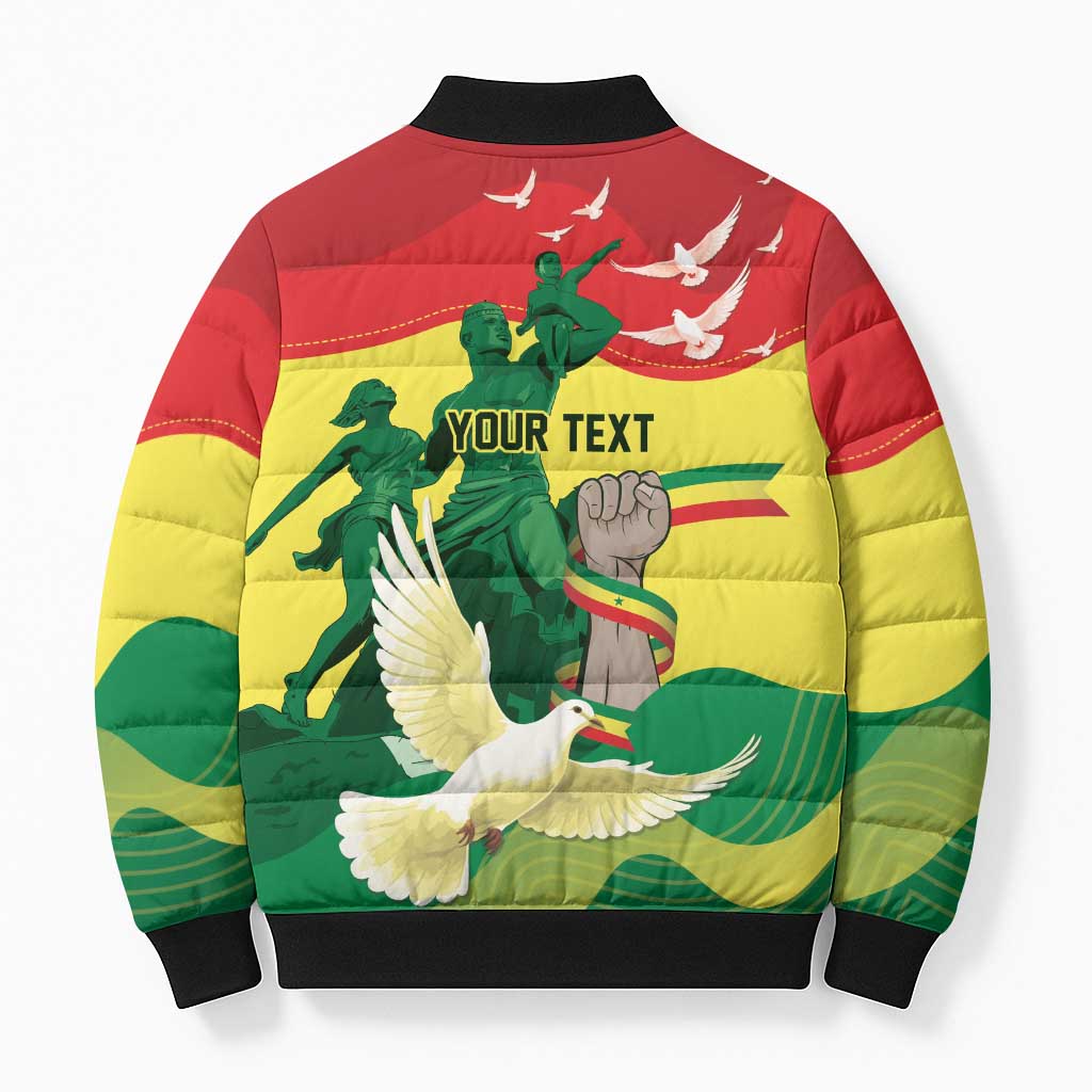 Personalized Senegal Independence Day Bomber Puffer Jacket African Renaissance Monument