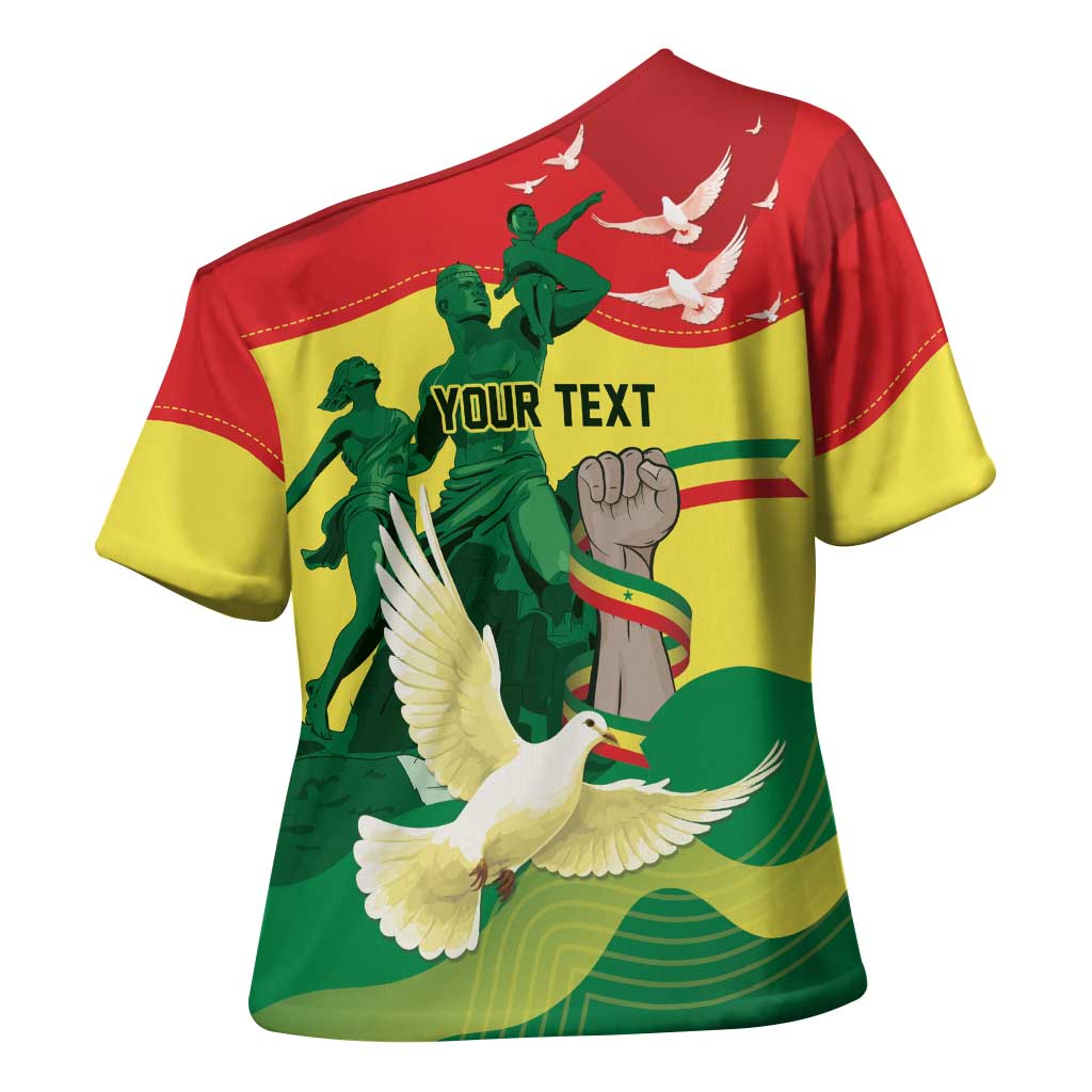 Personalized Senegal Independence Day Cross Shoulder Shirt African Renaissance Monument