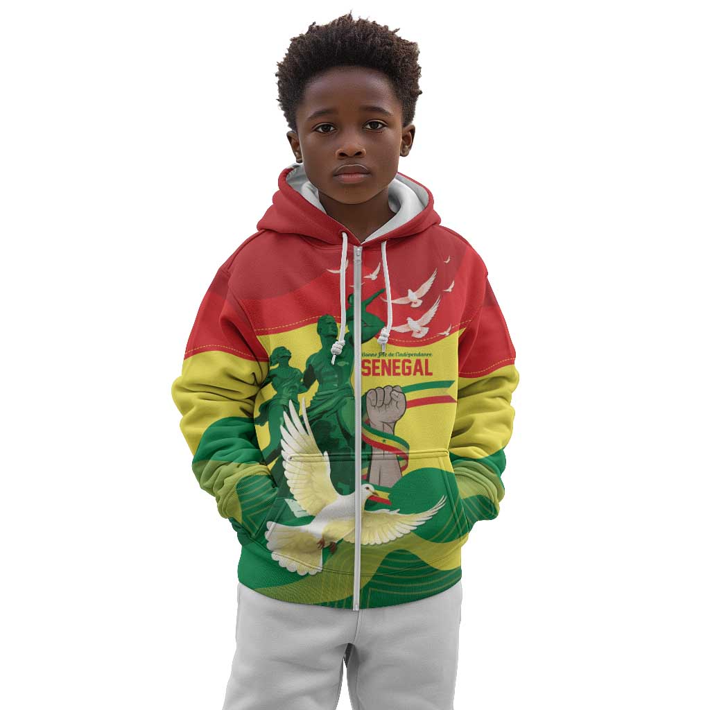 Personalized Senegal Independence Day Kid Hoodie African Renaissance Monument