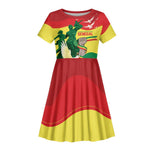 Personalized Senegal Independence Day Kid Short Sleeve Dress African Renaissance Monument