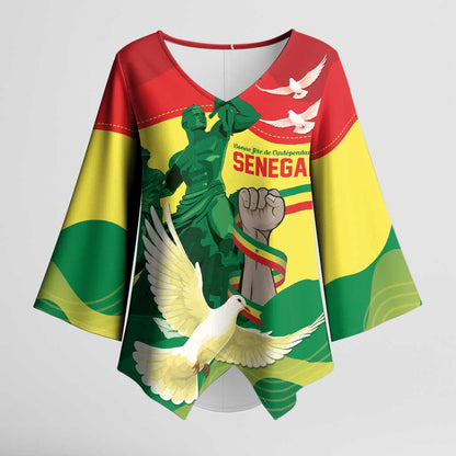 Personalized Senegal Independence Day Kimono Sleeve Blouse African Renaissance Monument