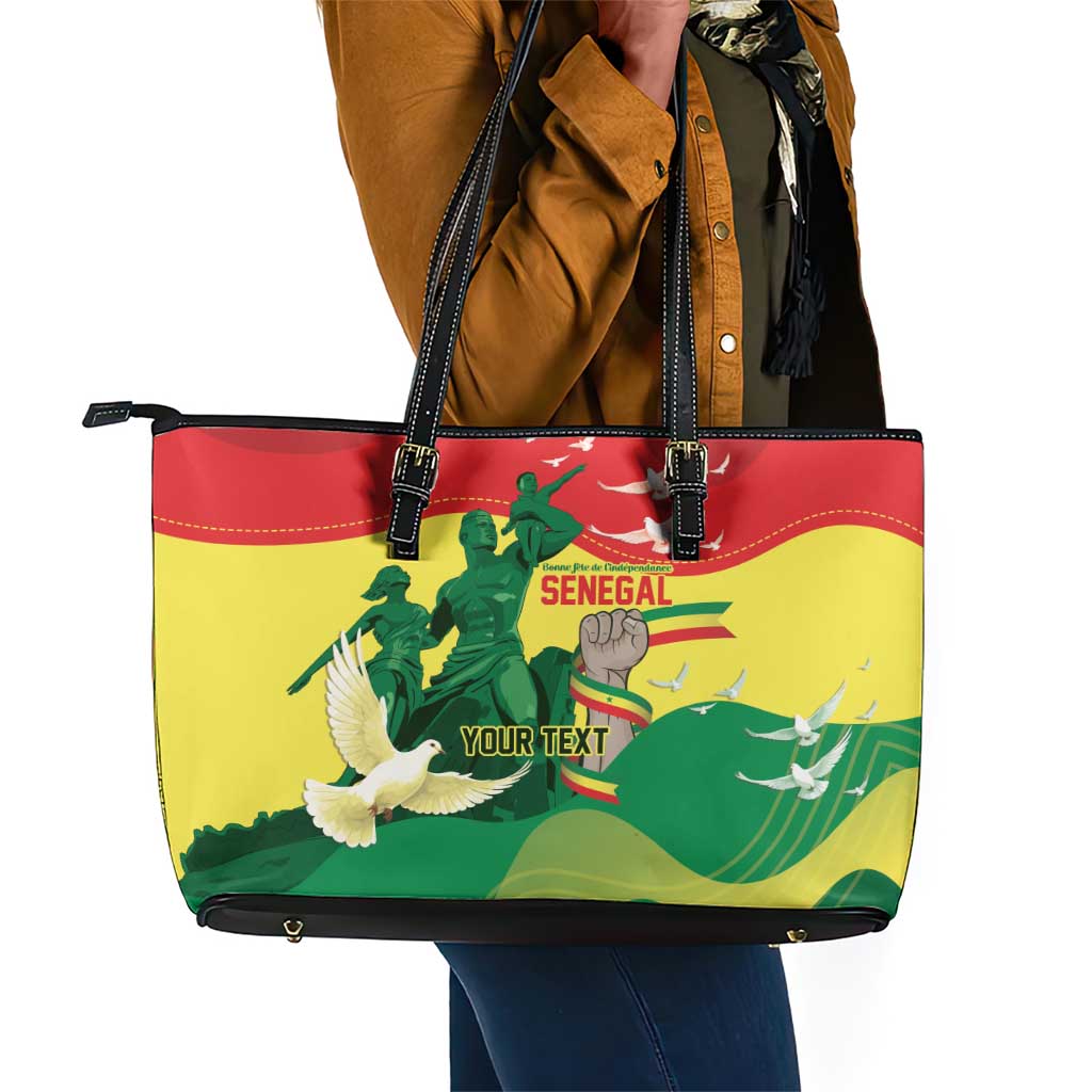 Personalized Senegal Independence Day Leather Tote Bag African Renaissance Monument