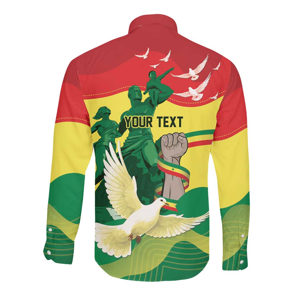 Personalized Senegal Independence Day Long Sleeve Button Shirt African Renaissance Monument
