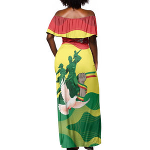Personalized Senegal Independence Day Off Shoulder Maxi Dress African Renaissance Monument