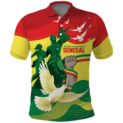 Personalized Senegal Independence Day Polo Shirt African Renaissance Monument