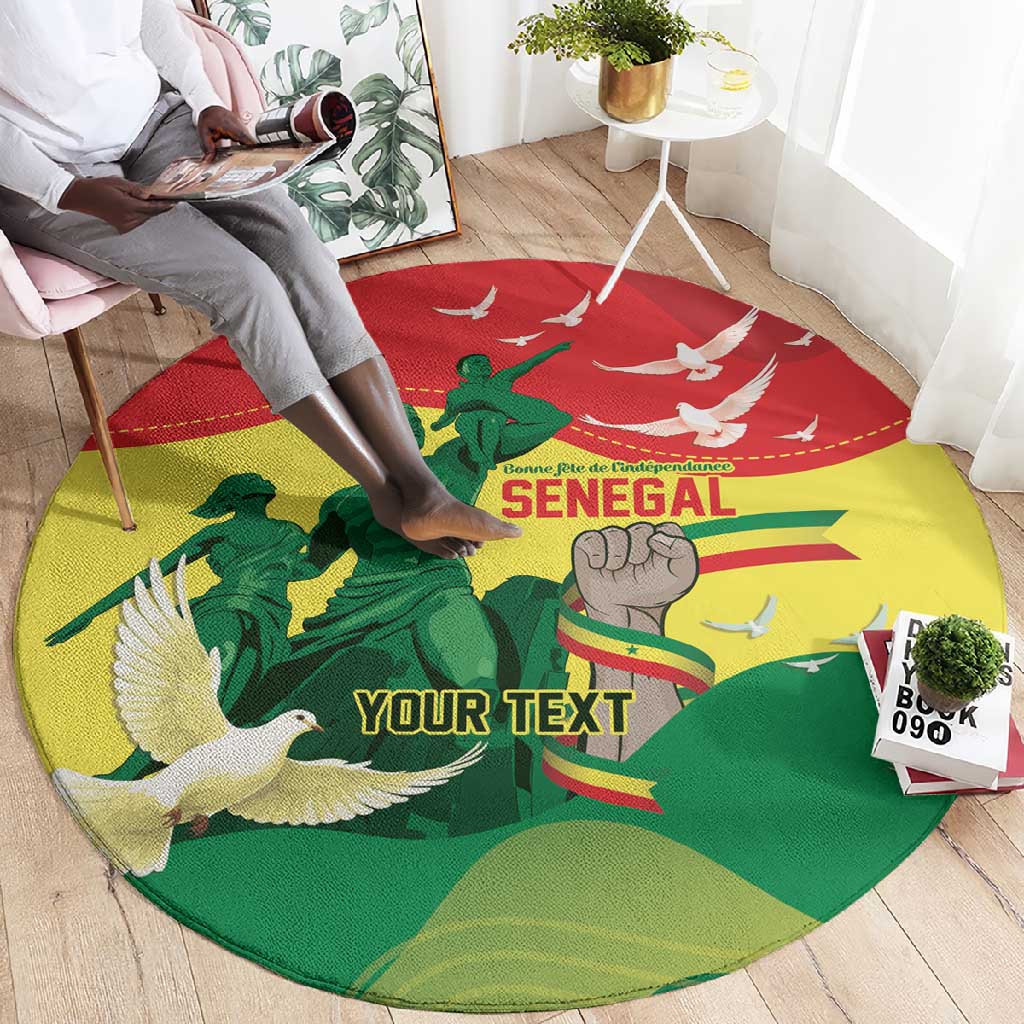 Personalized Senegal Independence Day Round Carpet African Renaissance Monument