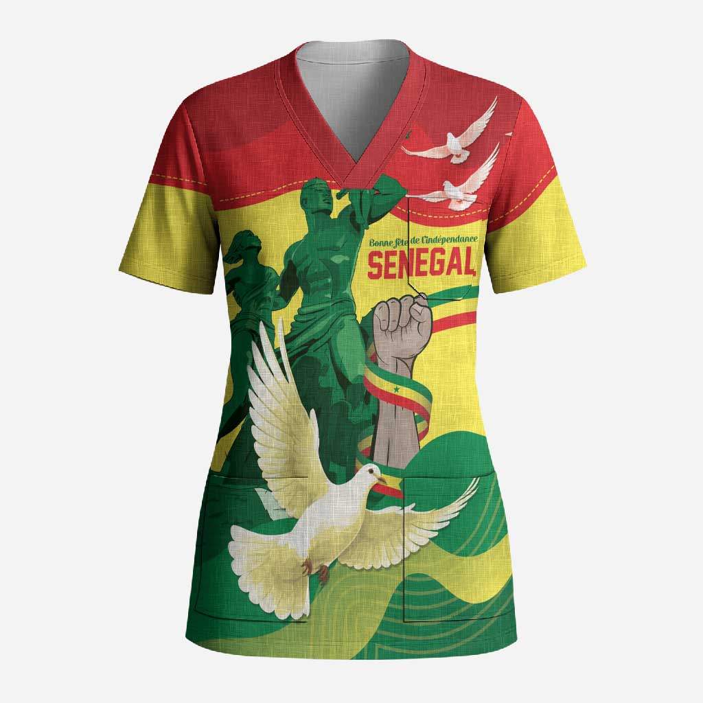 Personalized Senegal Independence Day Scrub Top African Renaissance Monument
