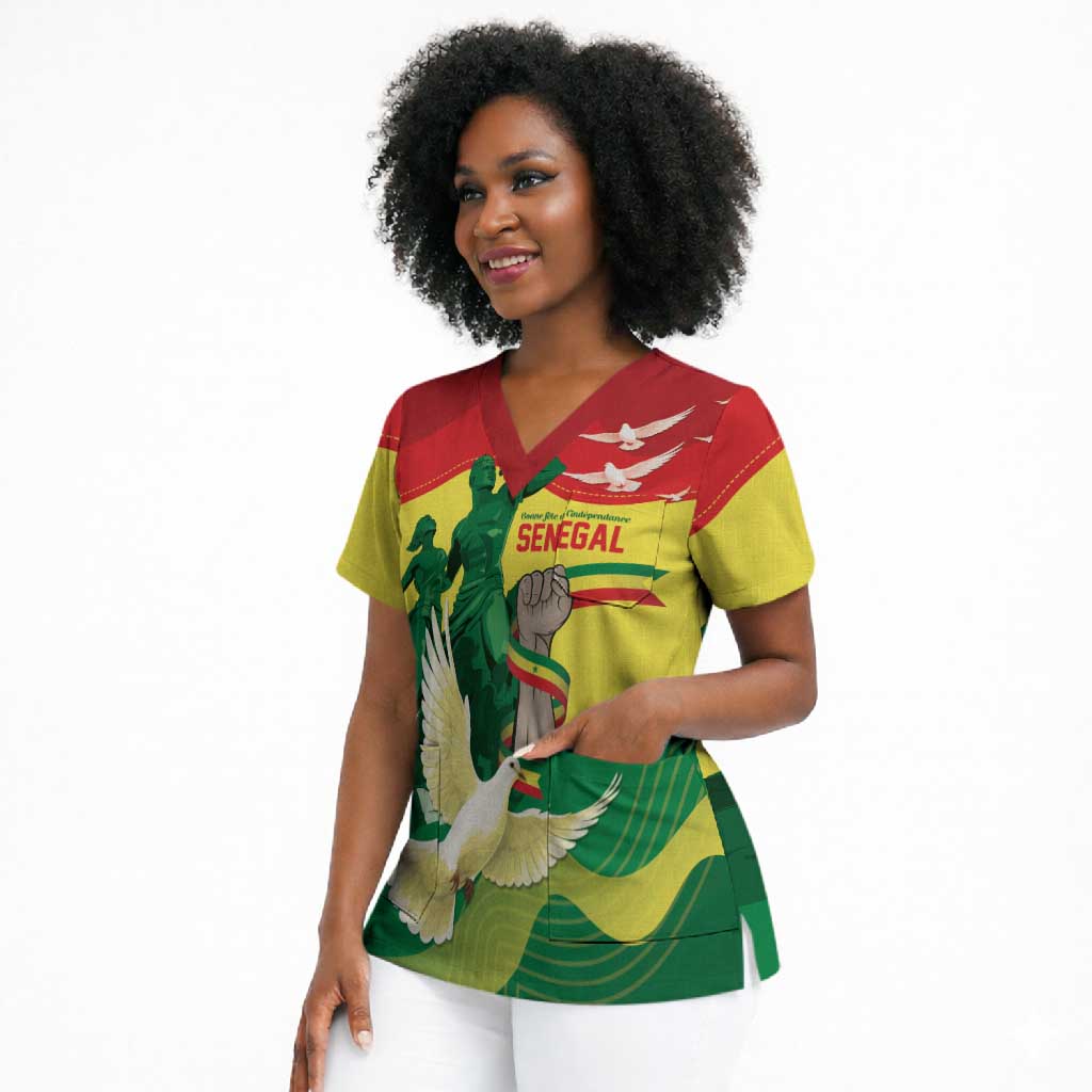 Personalized Senegal Independence Day Scrub Top African Renaissance Monument