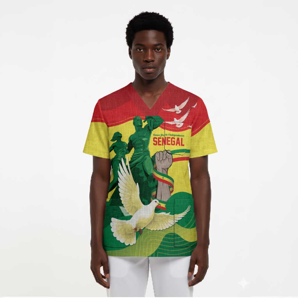 Personalized Senegal Independence Day Scrub Top African Renaissance Monument