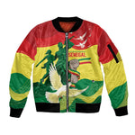 Personalized Senegal Independence Day Sleeve Zip Bomber Jacket African Renaissance Monument