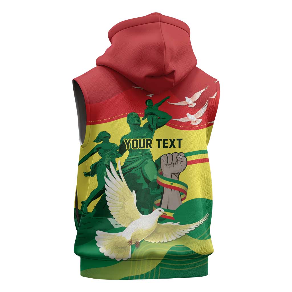 Personalized Senegal Independence Day Sleeveless Hoodie African Renaissance Monument