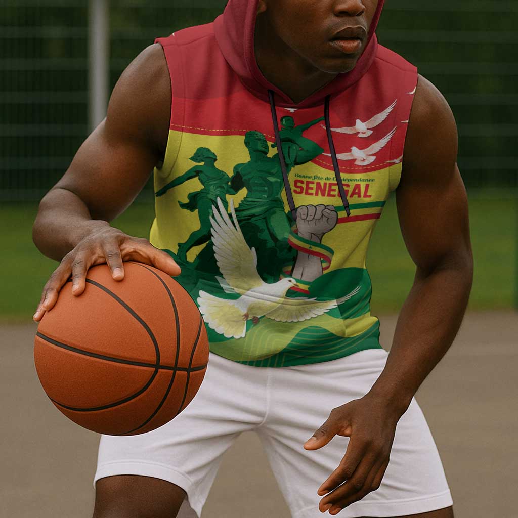 Personalized Senegal Independence Day Sleeveless Hoodie African Renaissance Monument
