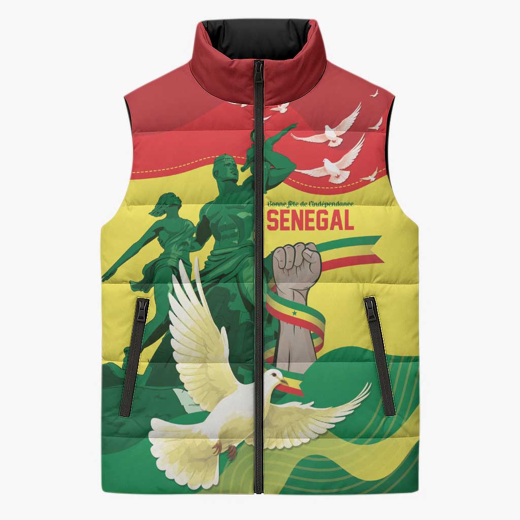 Personalized Senegal Independence Day Sleeveless Puffer Jacket African Renaissance Monument