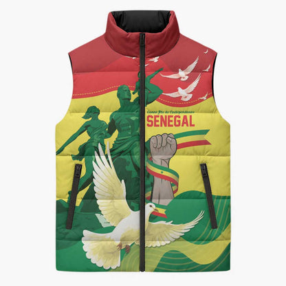 Personalized Senegal Independence Day Sleeveless Puffer Jacket African Renaissance Monument