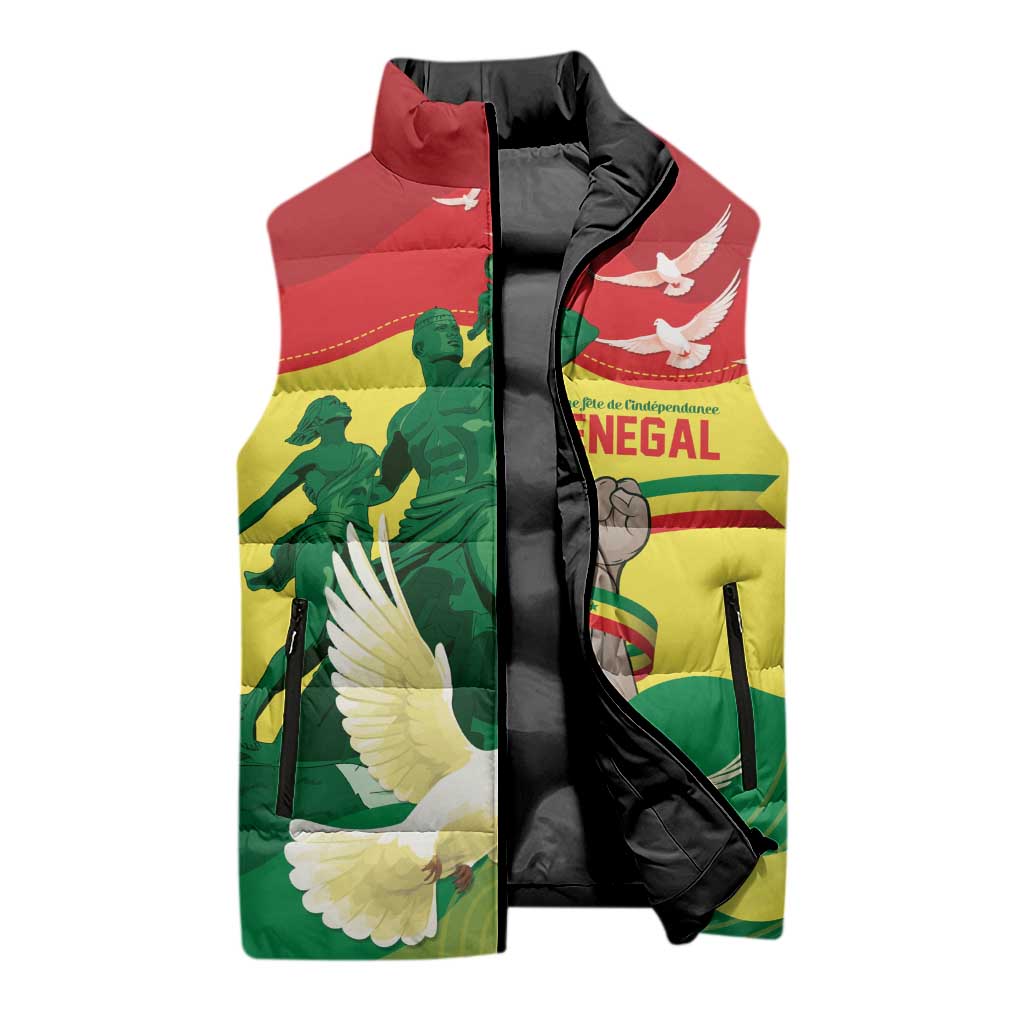 Personalized Senegal Independence Day Sleeveless Puffer Jacket African Renaissance Monument