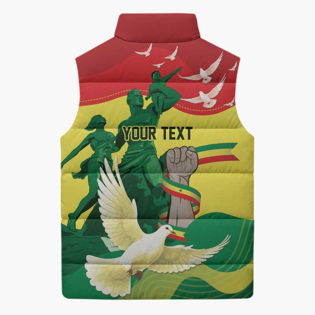 Personalized Senegal Independence Day Sleeveless Puffer Jacket African Renaissance Monument
