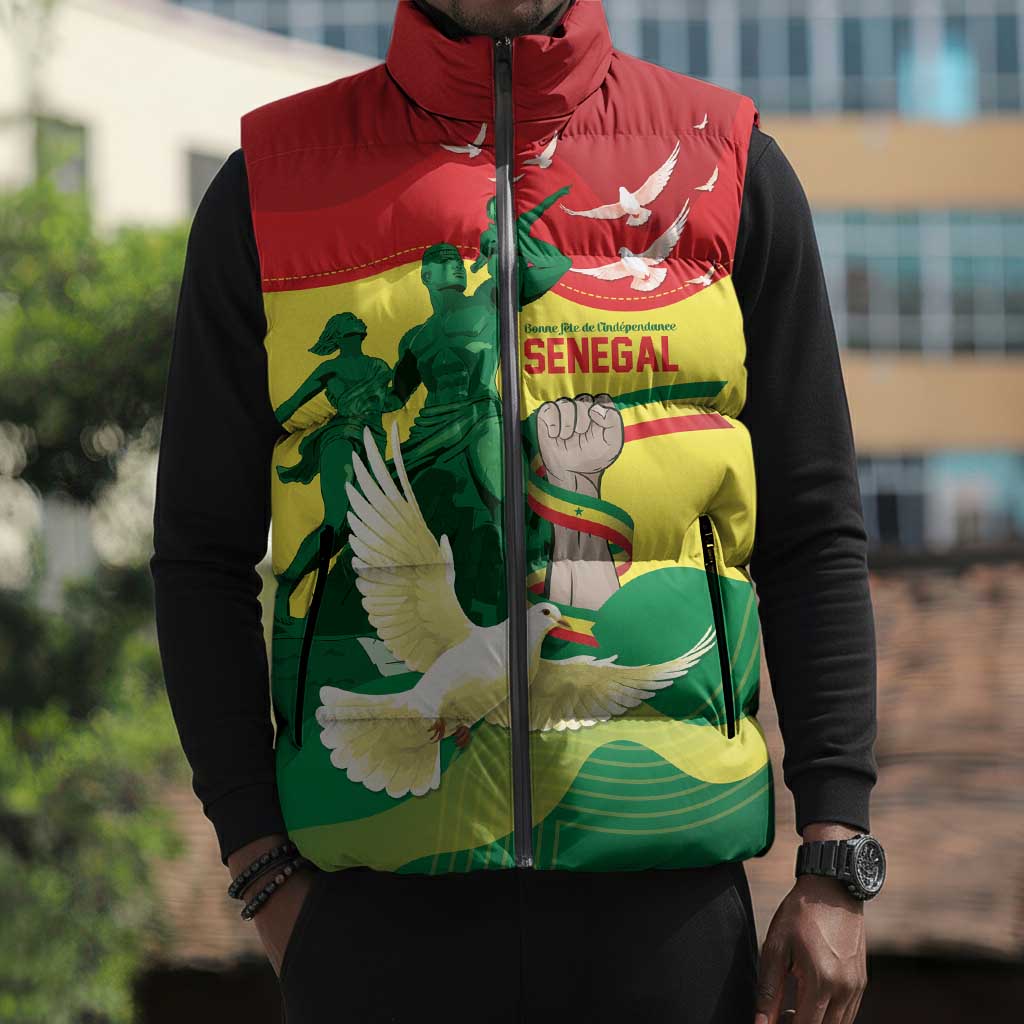 Personalized Senegal Independence Day Sleeveless Puffer Jacket African Renaissance Monument