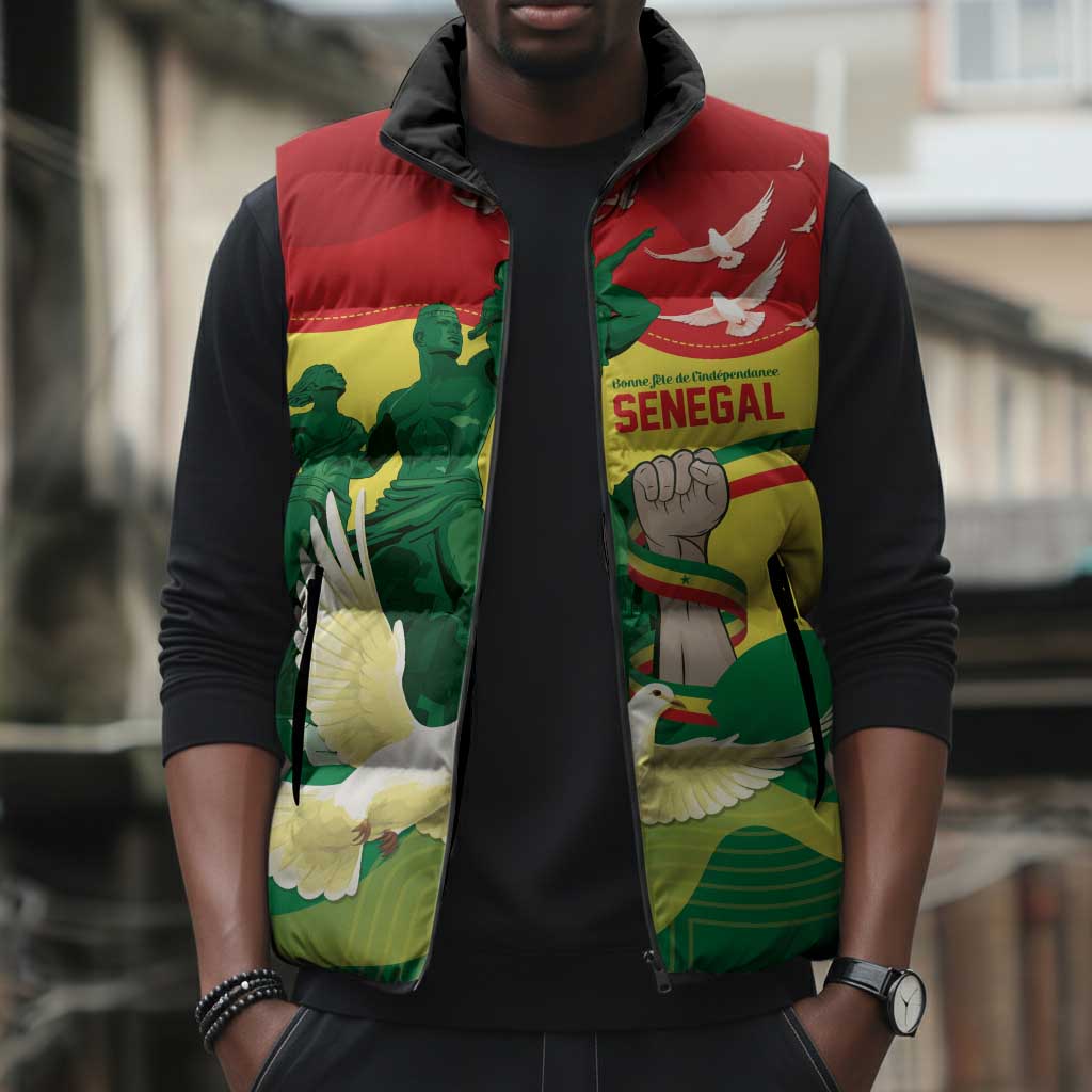 Personalized Senegal Independence Day Sleeveless Puffer Jacket African Renaissance Monument