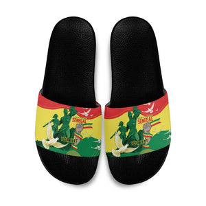 Personalized Senegal Independence Day Slide Sandals African Renaissance Monument