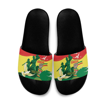 Personalized Senegal Independence Day Slide Sandals African Renaissance Monument