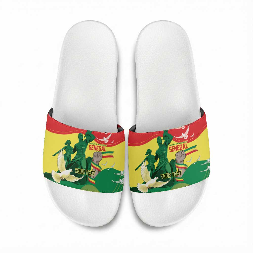Personalized Senegal Independence Day Slide Sandals African Renaissance Monument