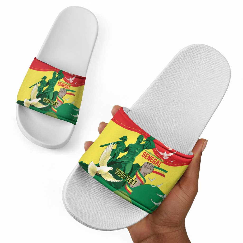 Personalized Senegal Independence Day Slide Sandals African Renaissance Monument
