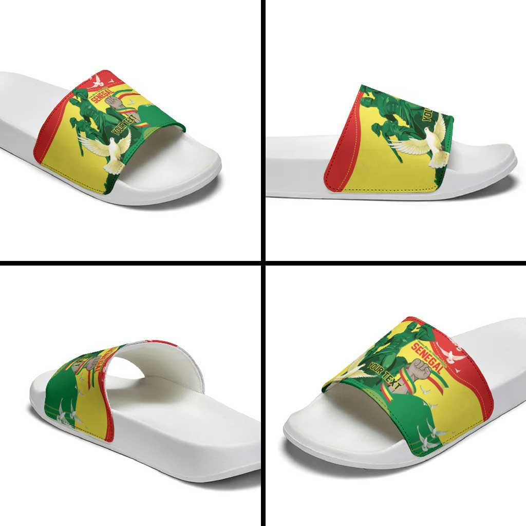 Personalized Senegal Independence Day Slide Sandals African Renaissance Monument