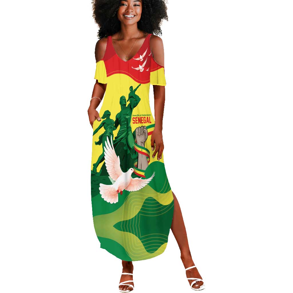 Personalized Senegal Independence Day Summer Maxi Dress African Renaissance Monument
