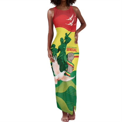 Personalized Senegal Independence Day Tank Maxi Dress African Renaissance Monument