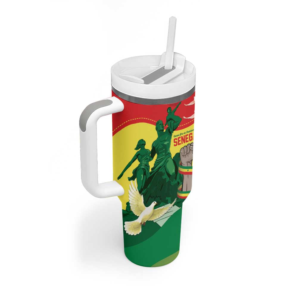 Personalized Senegal Independence Day Tumbler With Handle African Renaissance Monument