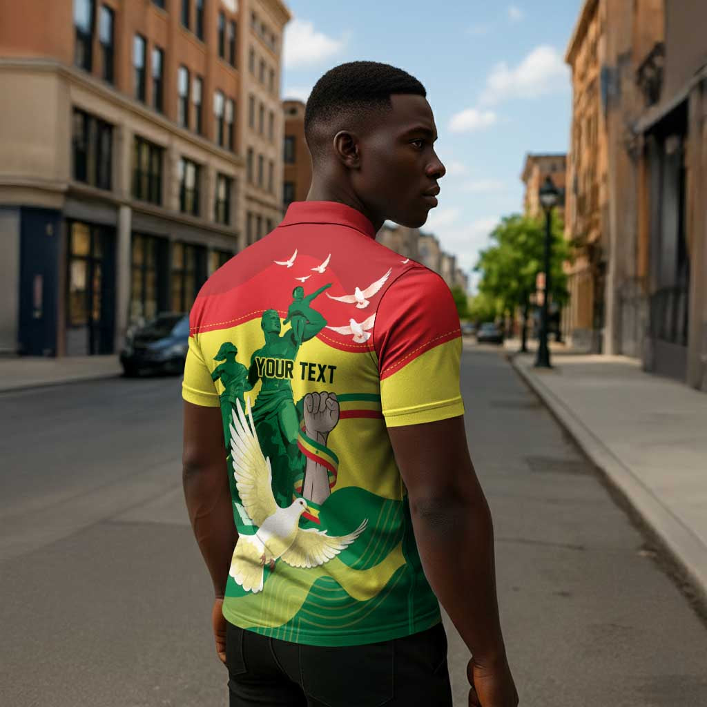 Personalized Senegal Independence Day Zipper Polo Shirt African Renaissance Monument