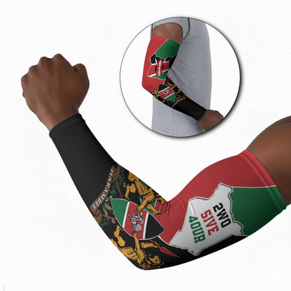 Kenya 254 Arm Sleeves Kenyan Flag Map Double Lion Shield