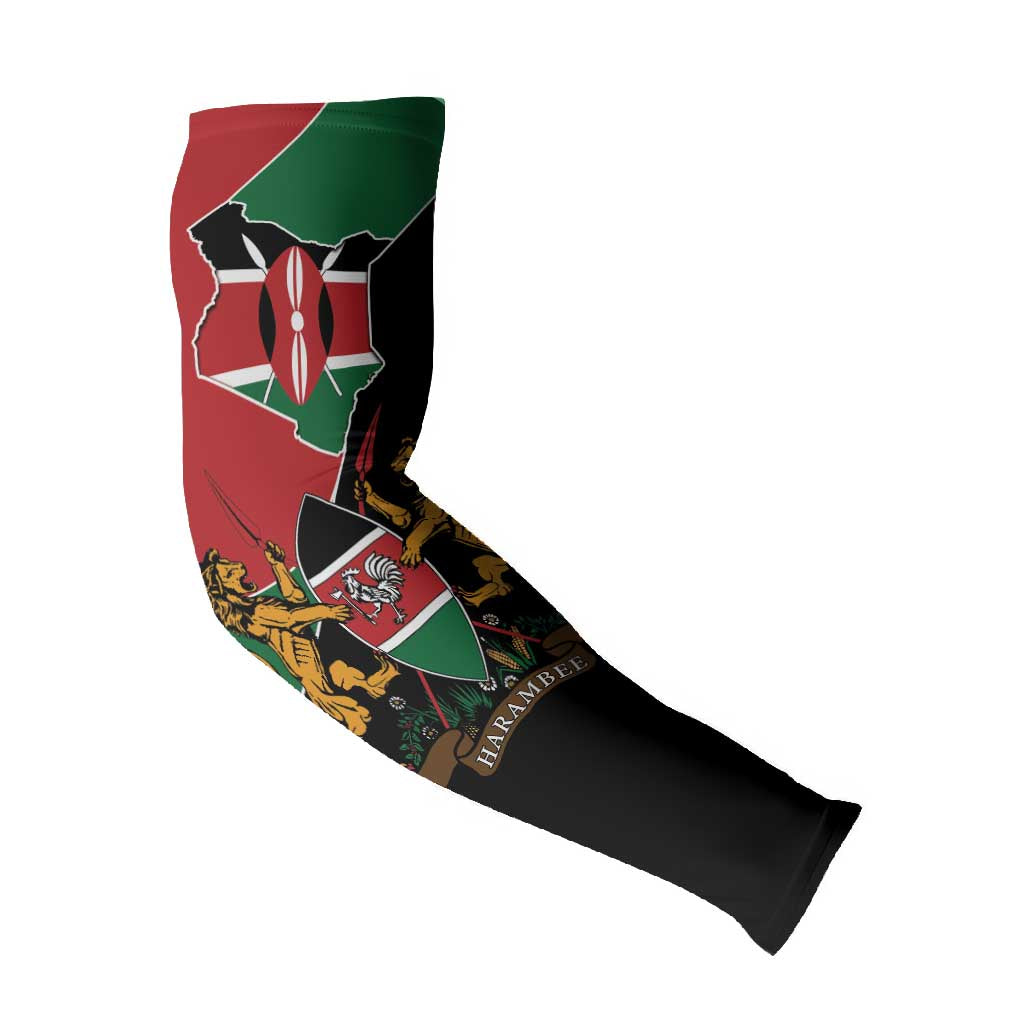 Kenya 254 Arm Sleeves Kenyan Flag Map Double Lion Shield
