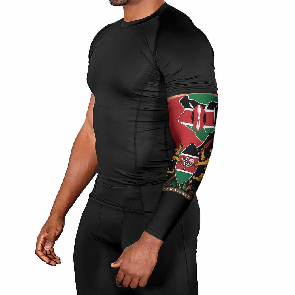 Kenya 254 Arm Sleeves Kenyan Flag Map Double Lion Shield