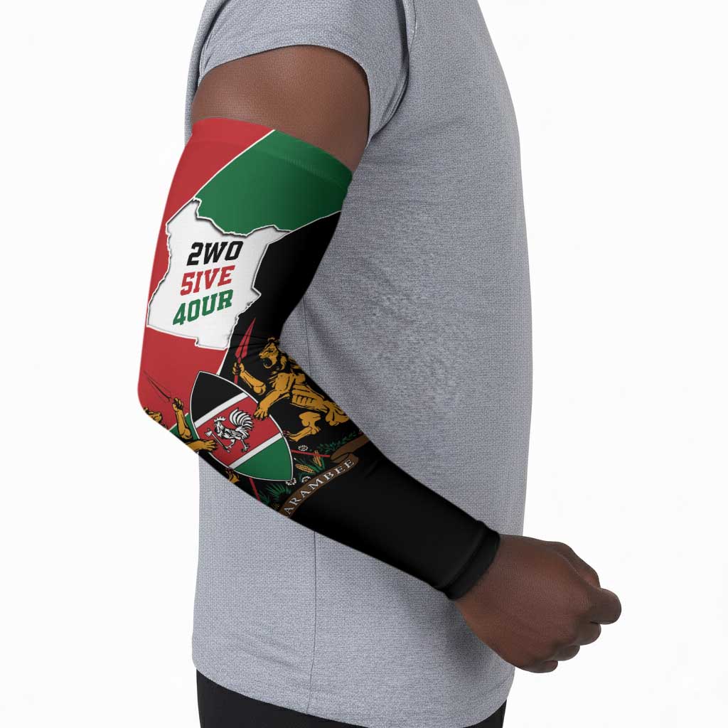 Kenya 254 Arm Sleeves Kenyan Flag Map Double Lion Shield