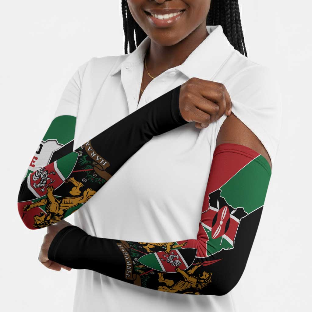 Kenya 254 Arm Sleeves Kenyan Flag Map Double Lion Shield