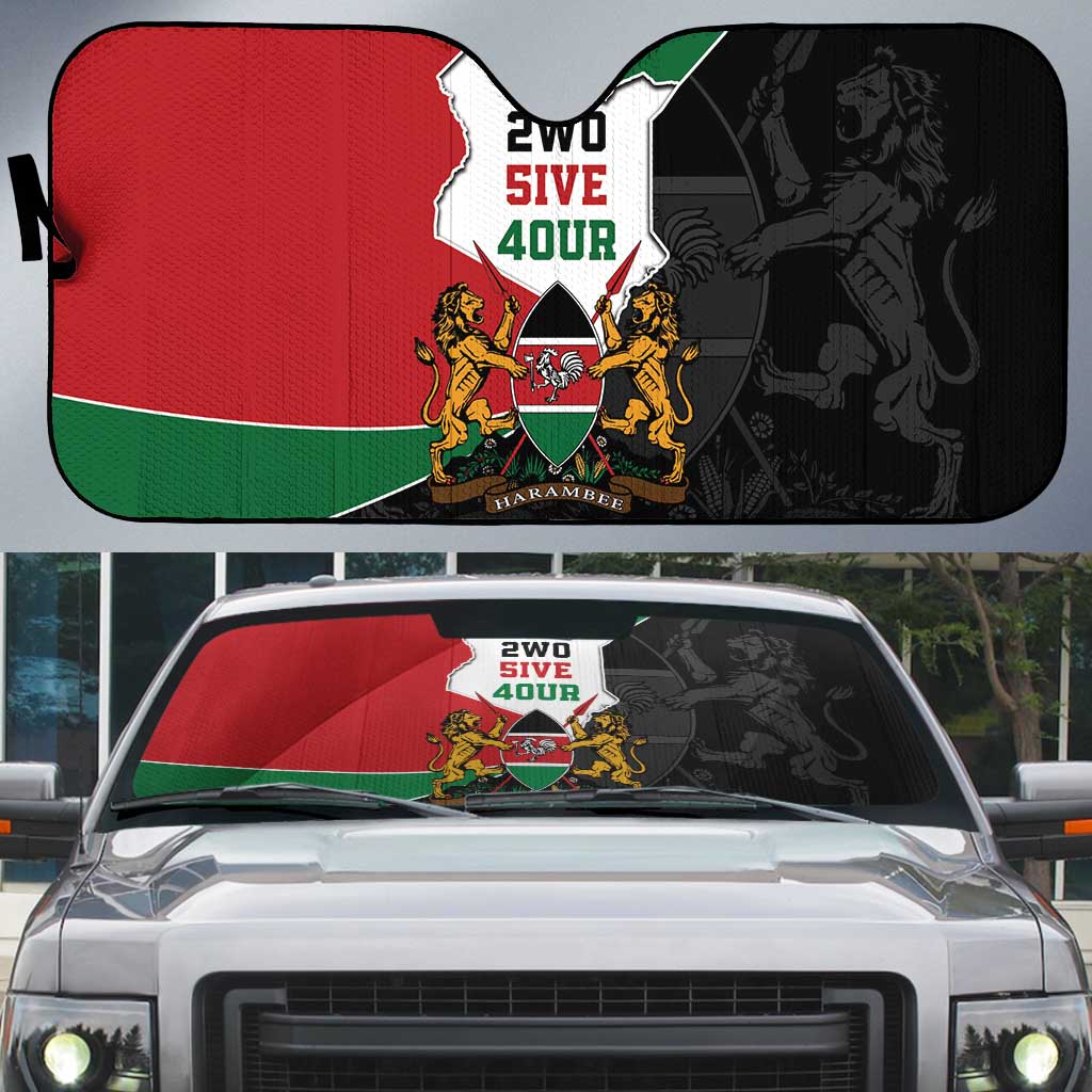 Kenya 254 Auto Sun Shade Kenyan Flag Map Double Lion Shield