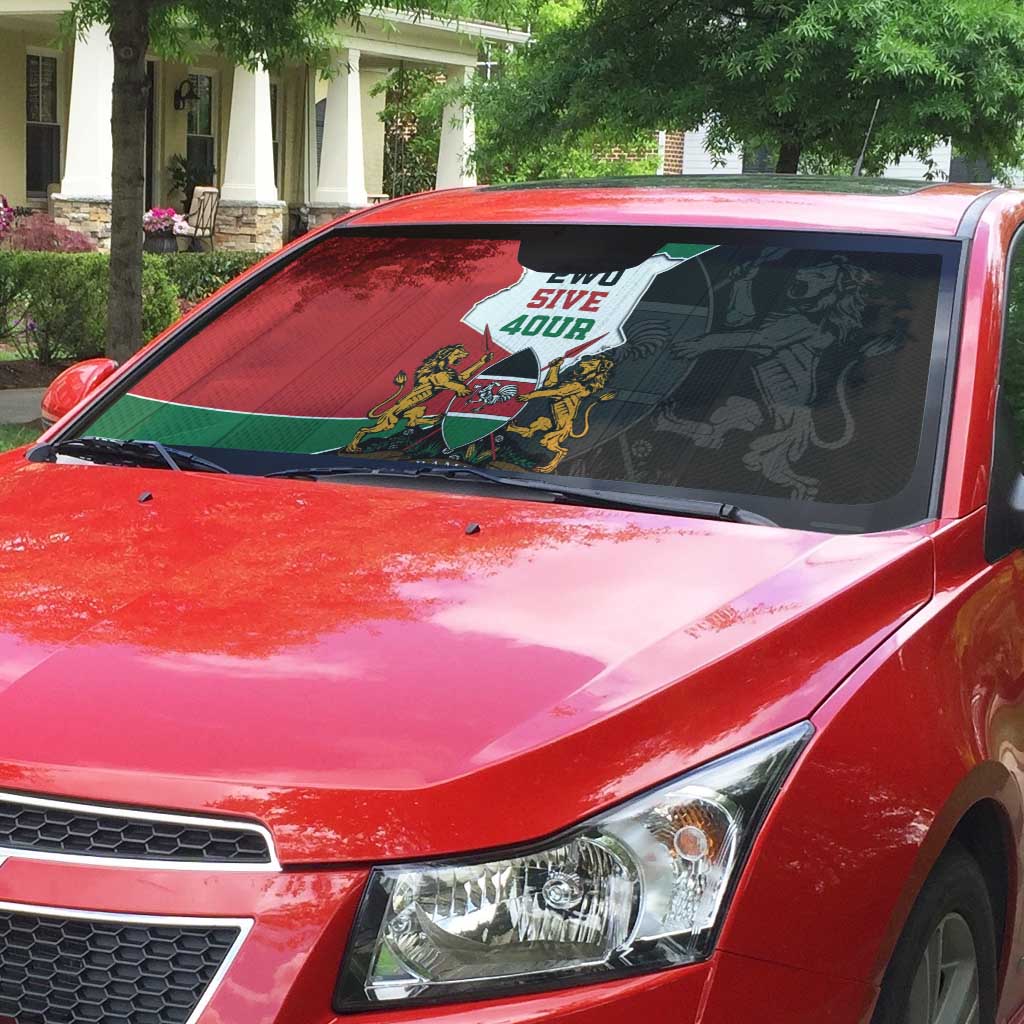 Kenya 254 Auto Sun Shade Kenyan Flag Map Double Lion Shield